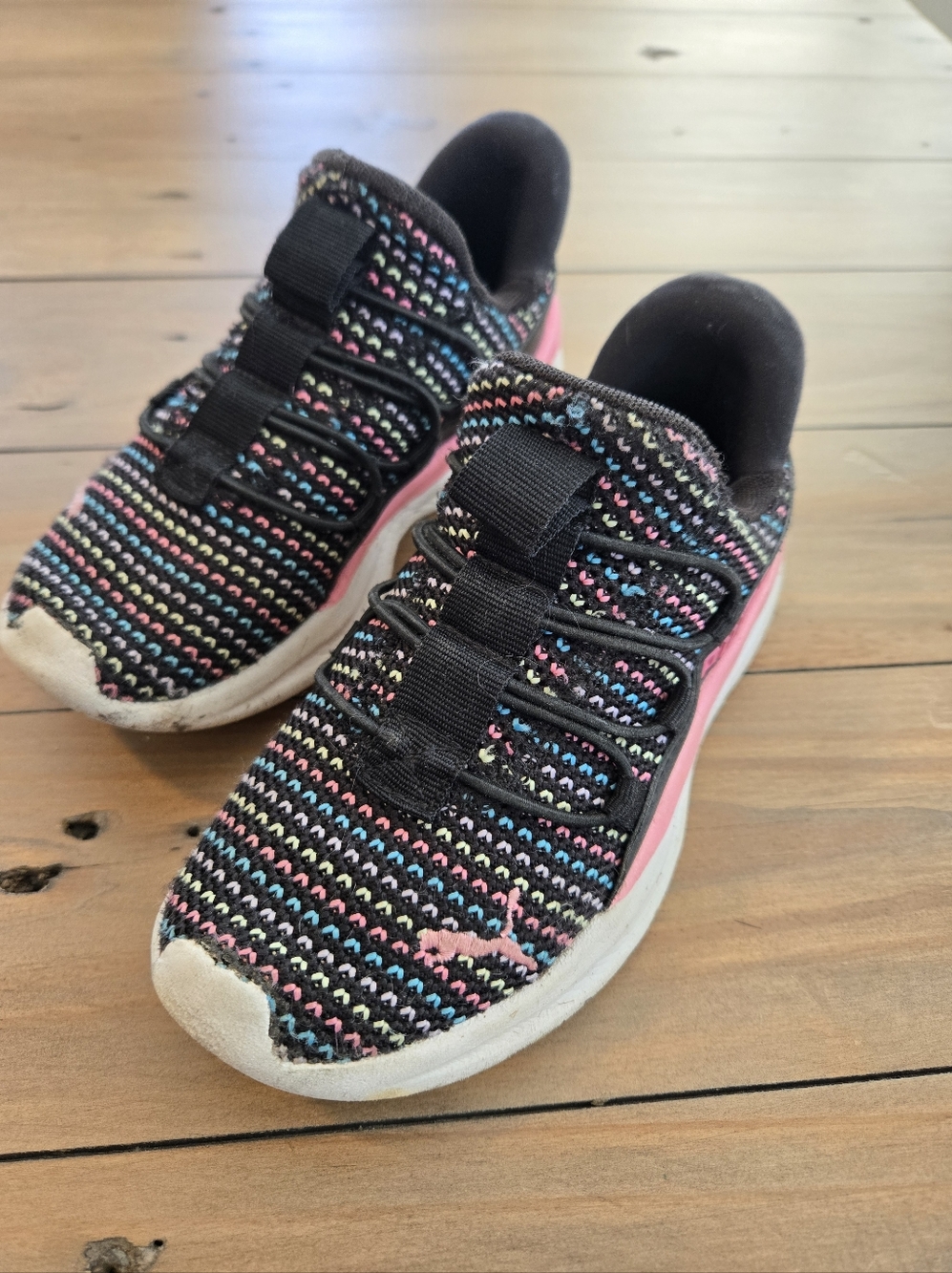 Puma Kids Black Knit Slip-On Sneakers